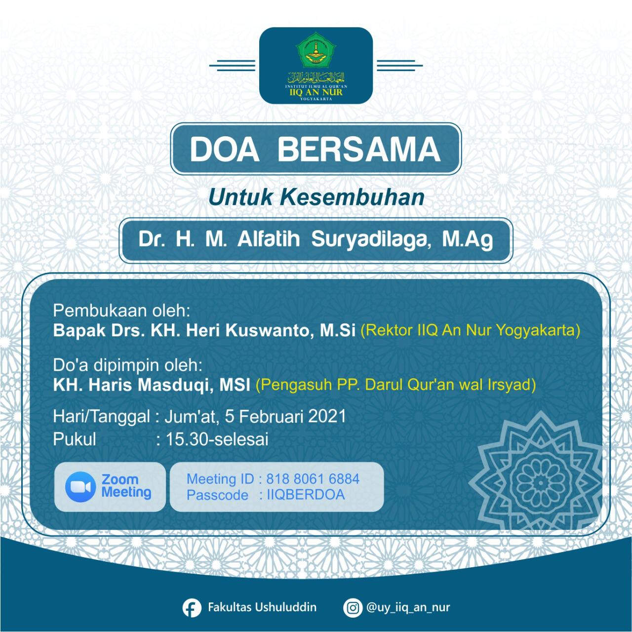 Doa Bersama Untuk Kesembuhan Dr. H. Alfatih Suryadilaga