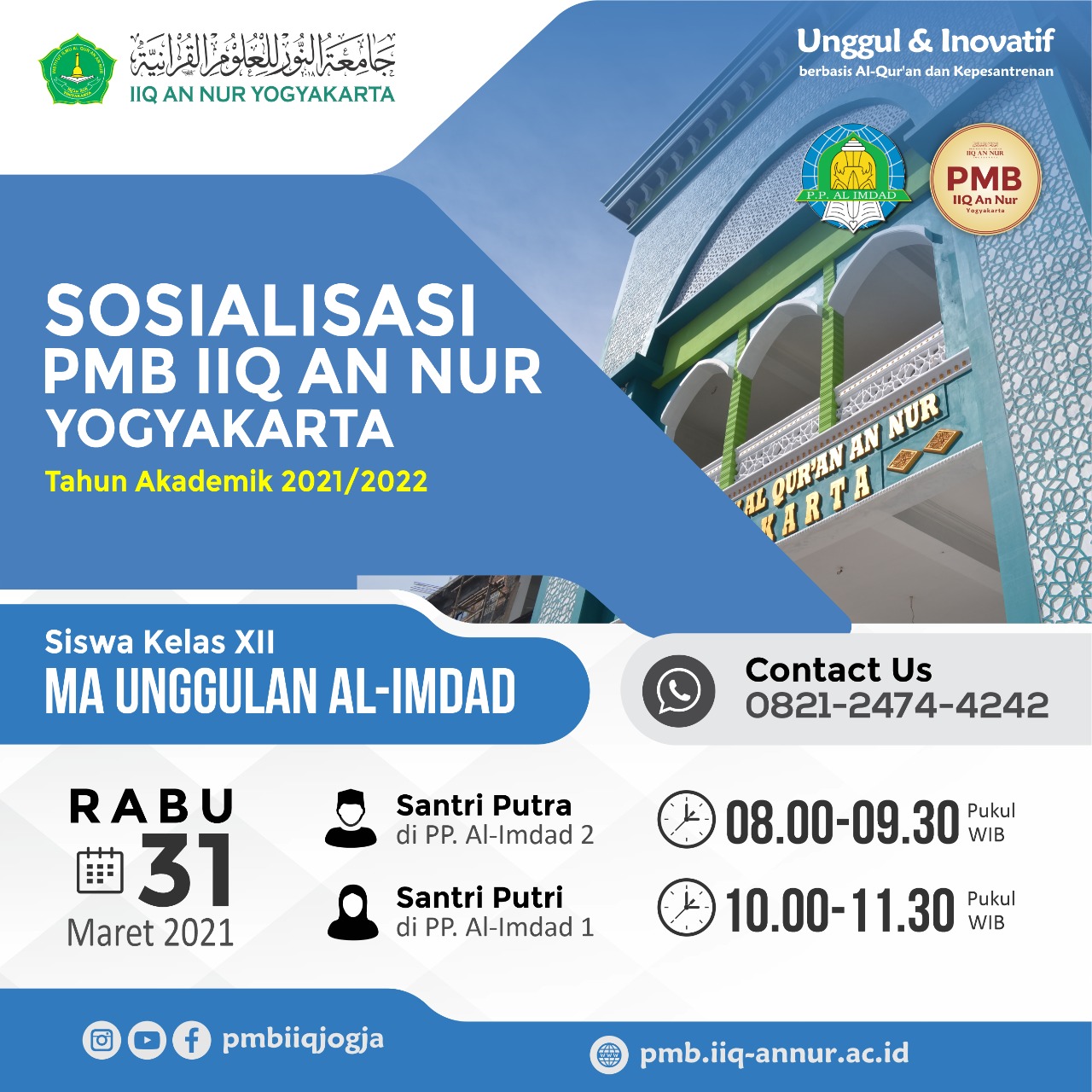 Sosialisasi Penerimaan Mahasiswa Baru (PMB) IIQ An Nur di MA Unggulan Al-Imdad Bantul
