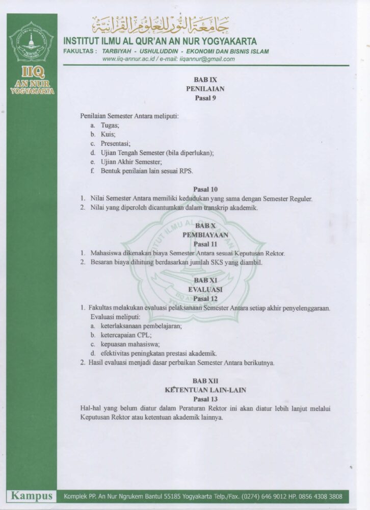 Peraturan Rektor No 002 Tahun 2026 tentang Pelaksanaan Semester Pendek page 0004 - PERATURAN REKTOR IIQ AN NUR YOGYAKARTA NOMOR 002 TAHUN 2026 TENTANG PELAKSANAAN SEMESTER ANTARA T.A. 2026-2027