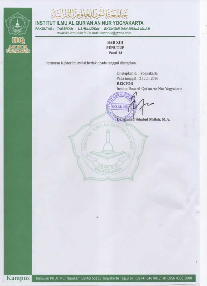 Peraturan Rektor No 002 Tahun 2026 tentang Pelaksanaan Semester Pendek page 0005 - PERATURAN REKTOR IIQ AN NUR YOGYAKARTA NOMOR 002 TAHUN 2026 TENTANG PELAKSANAAN SEMESTER ANTARA T.A. 2026-2027