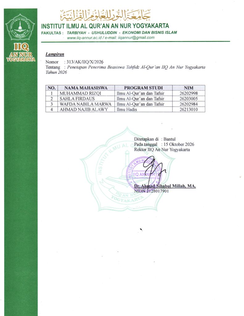 3 SK Rektor Penerima Beasiswa Tahfidz 2026 791x1024 1 - DAFTAR PENERIMA BEASISWA TAHFIDZ AL-QUR’AN IIQ AN NUR YOGYAKARTA TAHUN 2026